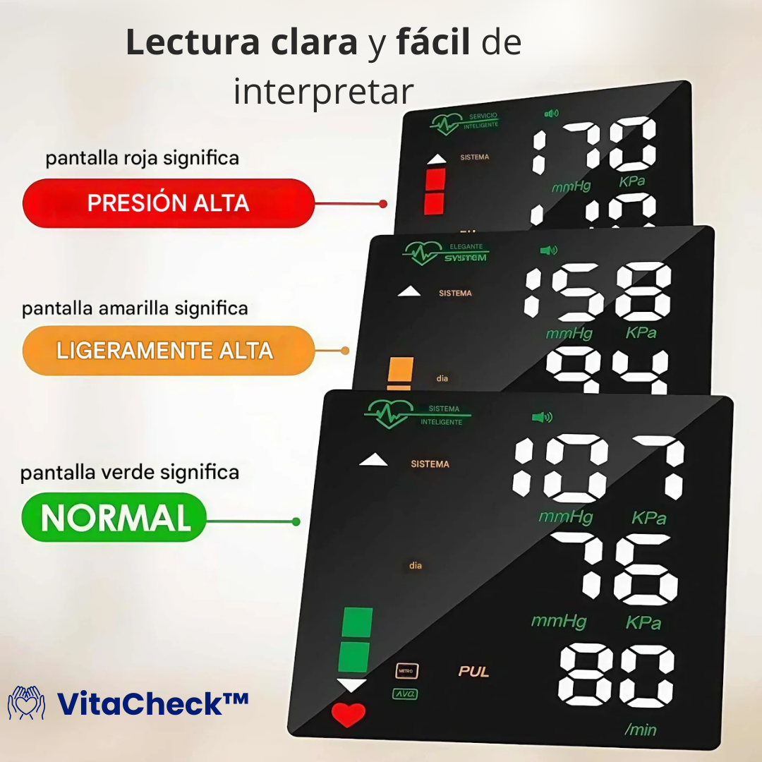 VitaCheck™ - Monitor de Presión arterial con voz en Español y Pantalla LED Táctil